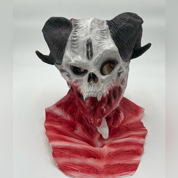 COPY - Horror Demon Vampire Red Devil Mask Clown Latex Mask Halloween Costume - Picture 1 of 5